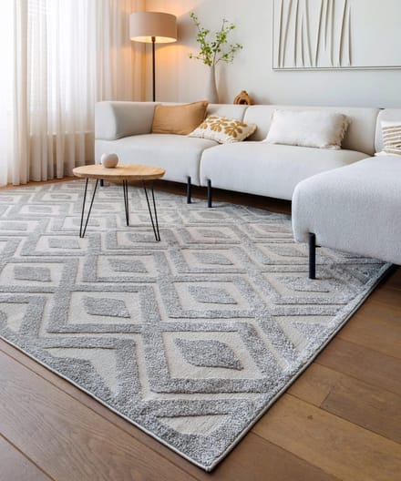 Scandinavisch vloerkleed - Contour Diamond grijs 100x200