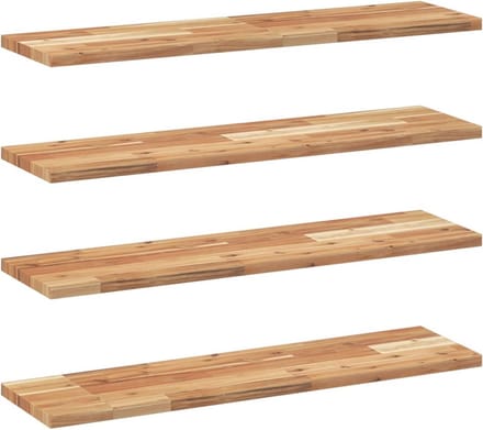 vidaXL - Wandschappen - 4 - st - zwevend - olieafwerking - 80x20x2 - cm - acaciahout