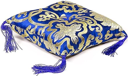 Klankschaalkussen blauw met bloemmotief - 14x14x4 cm - M