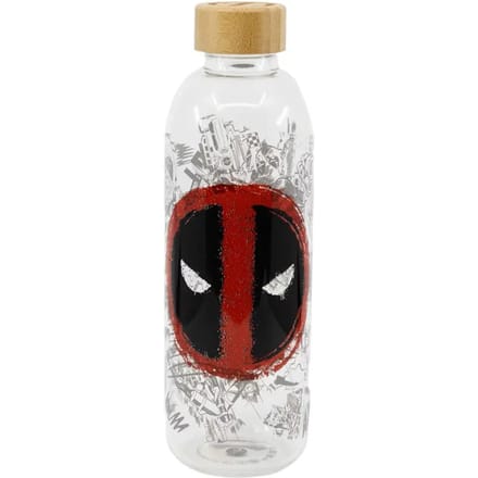 Grote fles - STOR - Deadpool - Glas met siliconen hoes - Herbruikbaar - 1030 ml