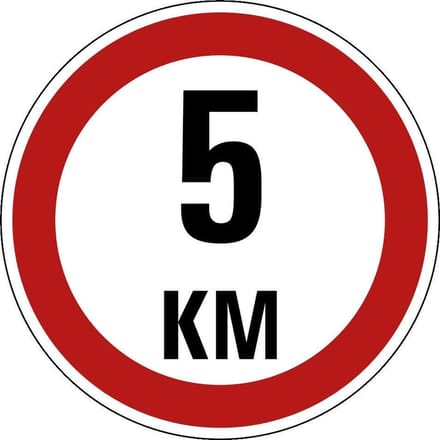 Maximaal 5 km bord - kunststof - A1 150 mm