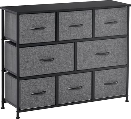 HOMCOM-Kommode-Polyester, Metall-100L x 30B x 78,5H cm-Dunkelgrau