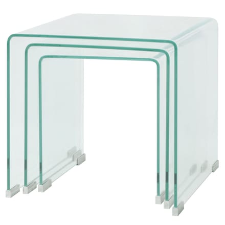 vidaXL - Bijzettafel - set - 3-dlg - transparant - gehard - glas