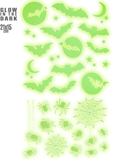 WIDMANN Decoratieve lichtgevende Glow in the Dark Halloween-stickers 21x15cm