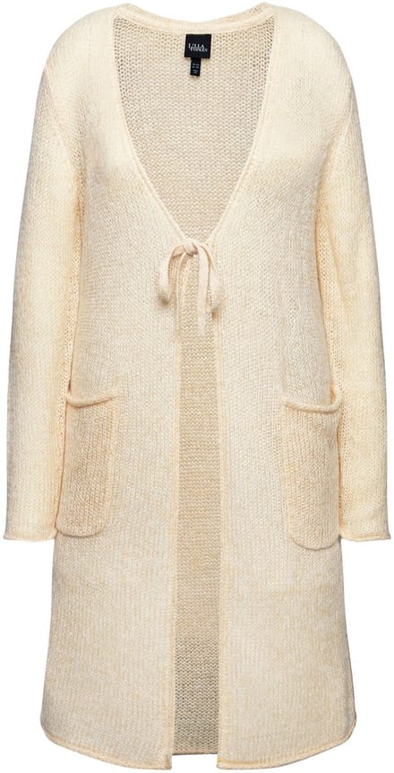 Ulla Popken - Dames - Lang vest strikbandje V-hals rolranden - Popcorn - Maat 46+
