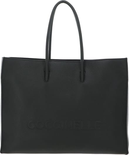 COCCINELLE Leren Schoudertas Maxi Log Handbag Grained Leather Alga Donkergroen