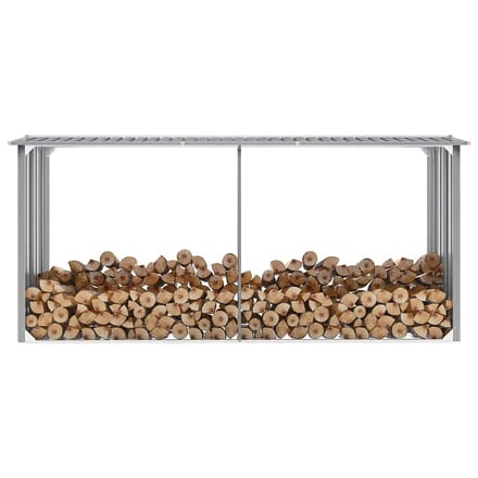 vidaXL - Haardhoutschuur - 330x92x153 - cm - gegalvaniseerd - staal - grijs