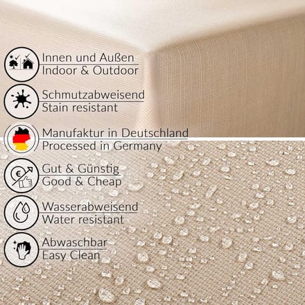 Waterafstotend Katoenpolyester Tafelkleed Beige 260x140cm Met Lotus Effect