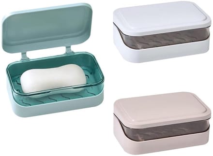 Allecto - Rectangular Soap Dishes - 3 Stuks, 2 Lagen, Waterdichte Zeepdoos voor Badkamer en Reizen