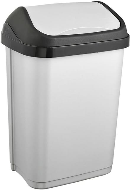 Prullenbak met Kantelklep 10 Liter Licht Zilver