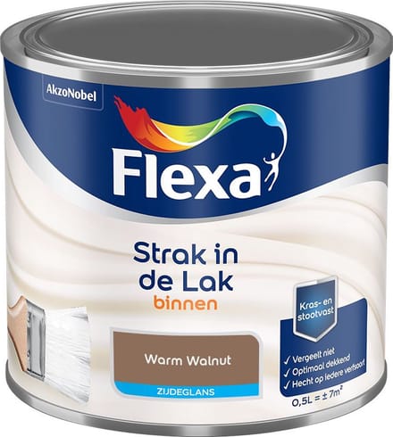 Flexa - Strak In De Lak Binnenlak Zijdeglans - Warm Walnut - Mengverf - 500 Ml