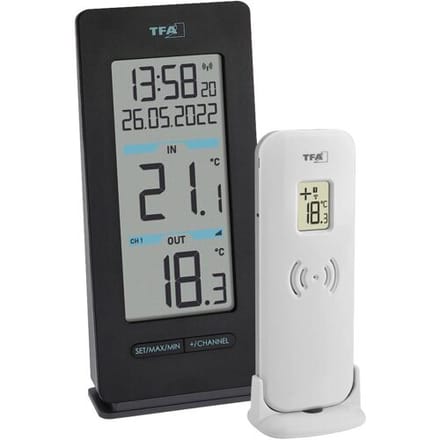 TFA Dostmann Buddy 30.3072.01 Draadloze thermometer digitaal Zwart