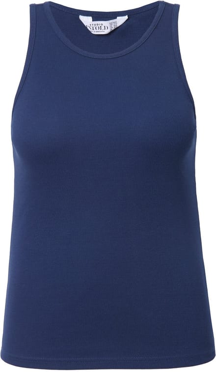 Studio Untold - Dames - Tanktop slim model ribjersey - Donkerblauw - Maat 54+