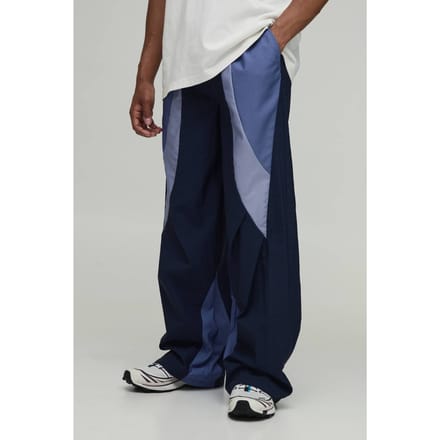 Baggy Fit Colour Block Trainingsbroek | Slate Blue | Size Medium