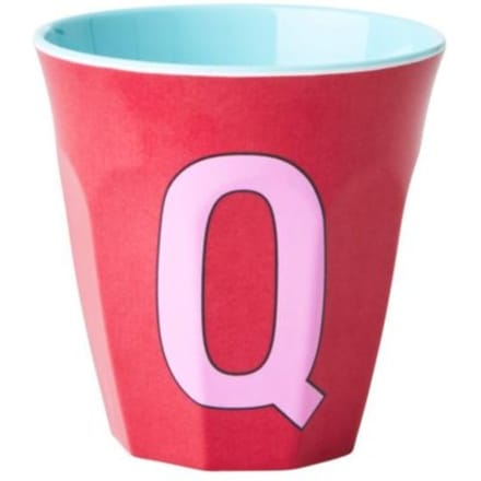 Rice melamine beker medium letter q roze