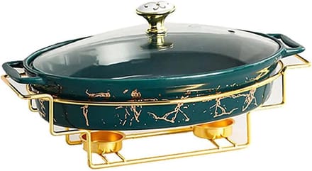 Chafing Dish Set - Buffet warmer - Feesten organiseren - Imitatie marmer finish - 1.05 quart - Groen