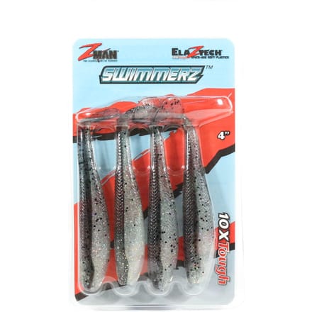 Zman Soft Lure SwimmerZ 4 Inch 4/Pack Bad Shad (6268) gray