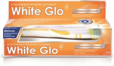 White Glo Set - Smokers Formula Whitening Toothpaste For Smokers 100Ml + Toothbrush