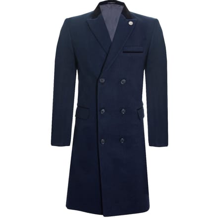 Heren 3/4 lange dubbele rij knopen Navy Crombie overjas wollen jas Peaky Blinders