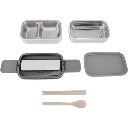 Lunchbox Dubbele Laag Magnetronbestendig Lekdicht Roestvrij Staal Draagbaar Verdeeld Bento Box voor White gray