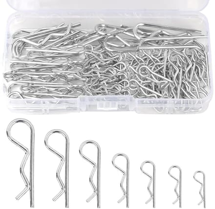 130 Stuks R-clips Assortiment van RVS voor Koppeling, Tuinmachines en Tractoren - 7 Maten Beschikbaar