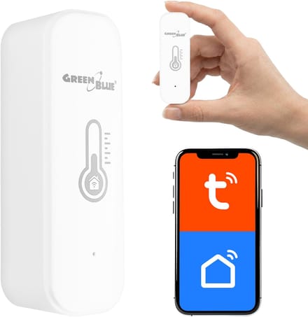 GreenBlue wifi- temperatuur- en vochtigheidssensor, Android/iOS/Alexa/Google Home, 3,0 V DC, LR03x2, GB737 - Wit