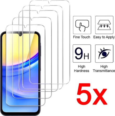5x Screenprotector Samsung Galaxy A55 - Krasbestendig Beschermglas, Gehard Glas Schermbeschermer
