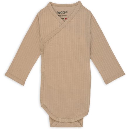 Overslagromper lange mouw - Maat 74 - Beige - Seersucker katoen