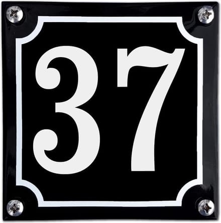 Zwart emaille huisnummer  - 37