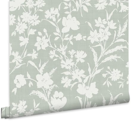 Laura Ashley Rye Behang - Bloemen - 10mx52cm - Groen