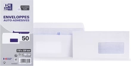 Oxford Enveloppen, DL, 110 x 220 mm, 80 g, zelfklevend.