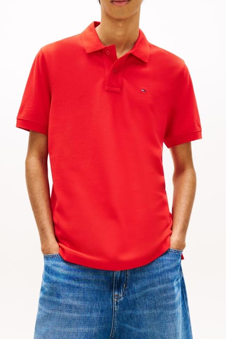 Tommy Hilfiger Tjm Regular Essential Polo Rapid Red Größe: L | Poloshirts Outlet | Herren | Rot