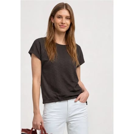 Shirt van kant met ronde hals