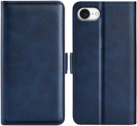 MobyDefend Hoesje - Geschikt voor iPhone 16e / iPhone 17e - Luxe Wallet Book Case (Sluiting Zijkant) - Blauw
