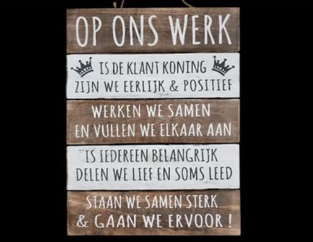 Tekstbord op ons werk hout 30x40cm