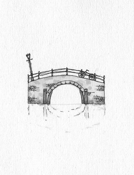 Poster Tekening brug Amsterdam - 30x40cm - WALLLL