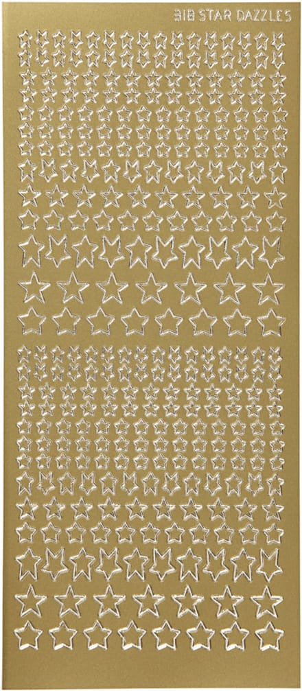 Stickers, sterren, vel 10x23 cm, goud, 1 vel