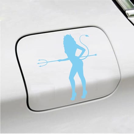 Bumpersticker - Vrouw Duivel - 14 X 13 - Licht Blauw