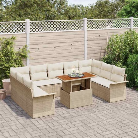 vidaXL - Tuinbank - Set - 10 - st - beige - en - crèmekleurig