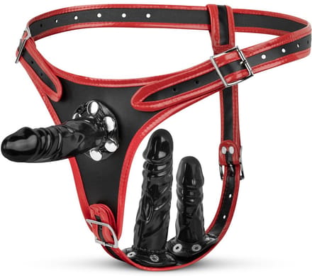 Fetish Collection - Triple Dildo Strap-On Harness