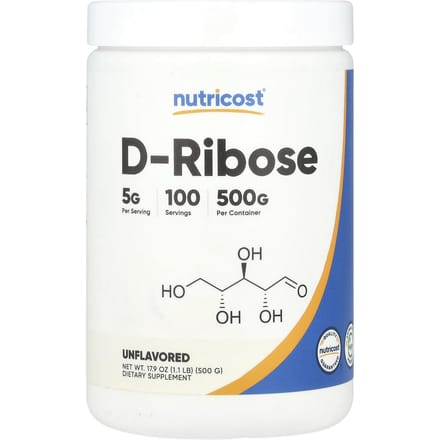 Nutricost, D-Ribose, Zonder smaak, 17,9 oz (500 gr)