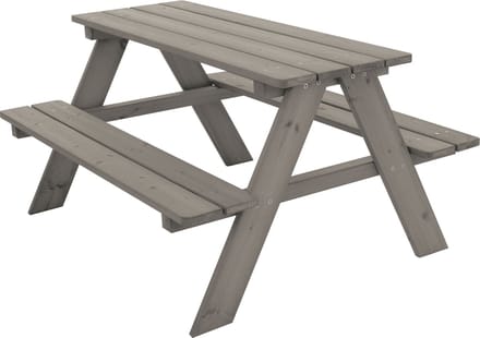 ML-Design kinderzitje voor buiten, grijs, buitenzitje 2 banken met tafel, tuinzitje voor kinderen met 4 zitplaatsen, zitje voor kinderen massief hout, picknicktafel kinderen, speelzitje