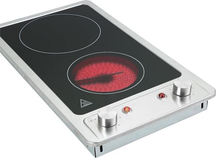 Inbouwkookplaat Domino Keramisch 2 Pitten 30cm Breed Restwarmte-indicator