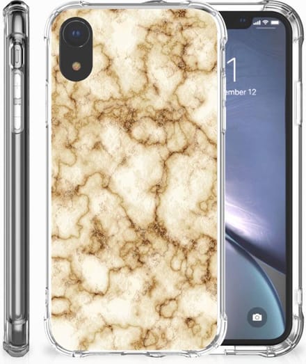 Apple iPhone Xr Anti-Shock Hoesje Marmer Goud