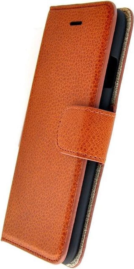 Echt Lederen Wallet Bookcase Geschikt voor Apple iPhone 7 Plus/ 8 Plus/ 6 Plus met de handgemaakte Bruin Leren Telefoonhoesje