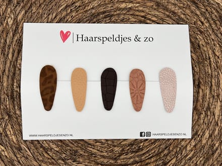 Haarspeldjes 'Lott' setje 7 - speldje met imitatieleer - 5 cm speldjes