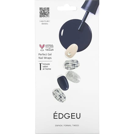 Edgeu, enveloppe d'ongle en gel parfait, ENP 434 tweed formel, ensemble de 23 pièces white