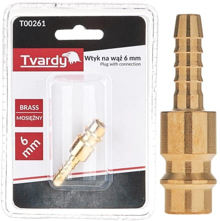Tvardy Messing plug - pneumatische aansluiting - corrosiebestendig - 6 mm