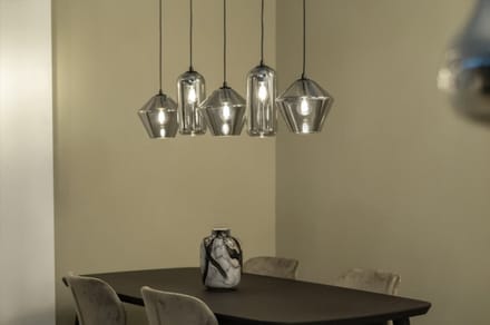 Lumidora Hanglamp 74682 - NAPELS - 5 Lichts - E27 - Zwart - Grijs - Metaal