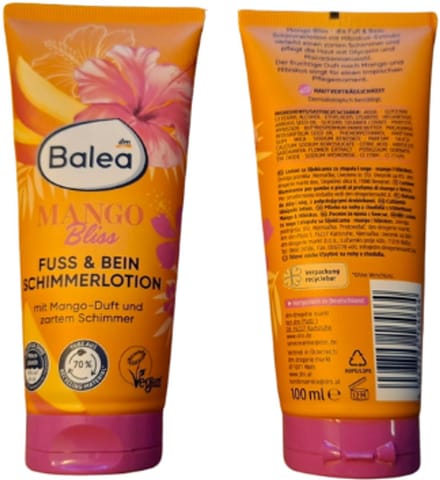 Balea Voet & Been Schimmerlotion - Mango Bliss | 1x 100ml - Mango- & Hibiscusextract | Voetcrème & Beenlotion - Zachte glinstering
